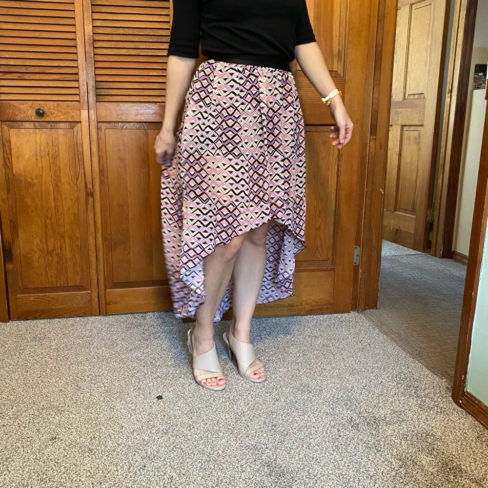 Womens vintage skirt flowing high low zipper